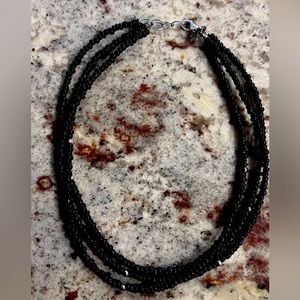 Silpada Sterling Silver Triple Strand Black Bead Necklace 925 Retired Vintage